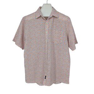 Gazman Button Down Shirt Men Size XL Geometric Allover Linen Blend Resort Preppy